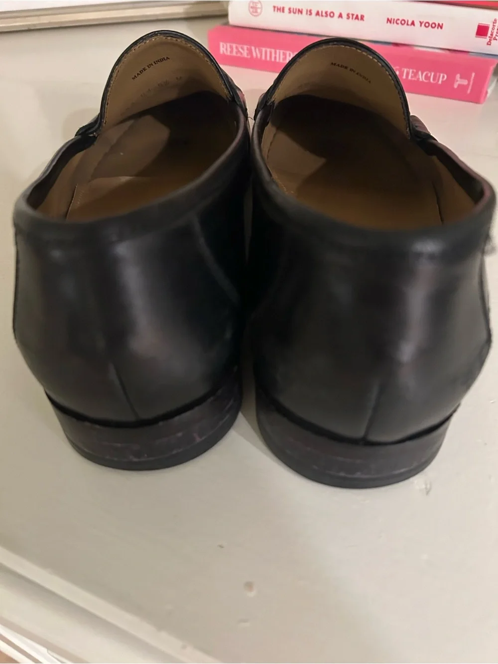 Cole Haan Black Leather Loafers with Gold Horsebit
